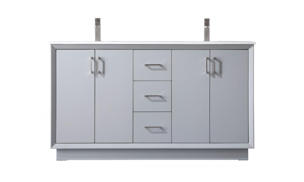 Vanity Cabinet 3Dw 4Dr 60"W x 22"D x 35"H grey