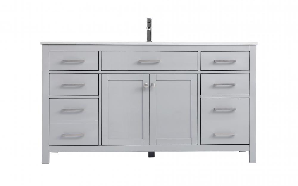 Vanity Cabinet 2dr 6dw W60"xD22"xH34" Grey
