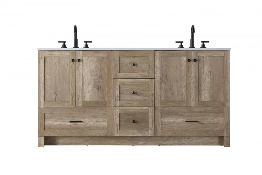 Vanity Cabinet 5Dw 4Dr 66"x19"x34" Natural Oak