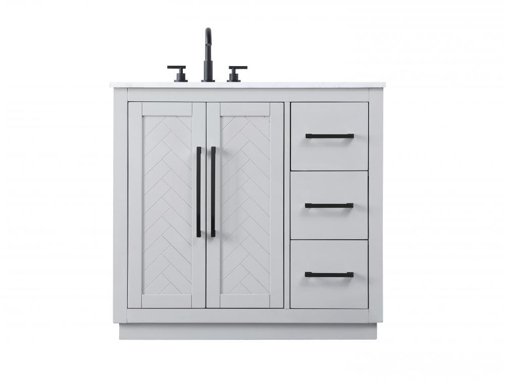 Vanity Cabinet 2Dr 3Dw W36"xD21.5"xH34" Grey