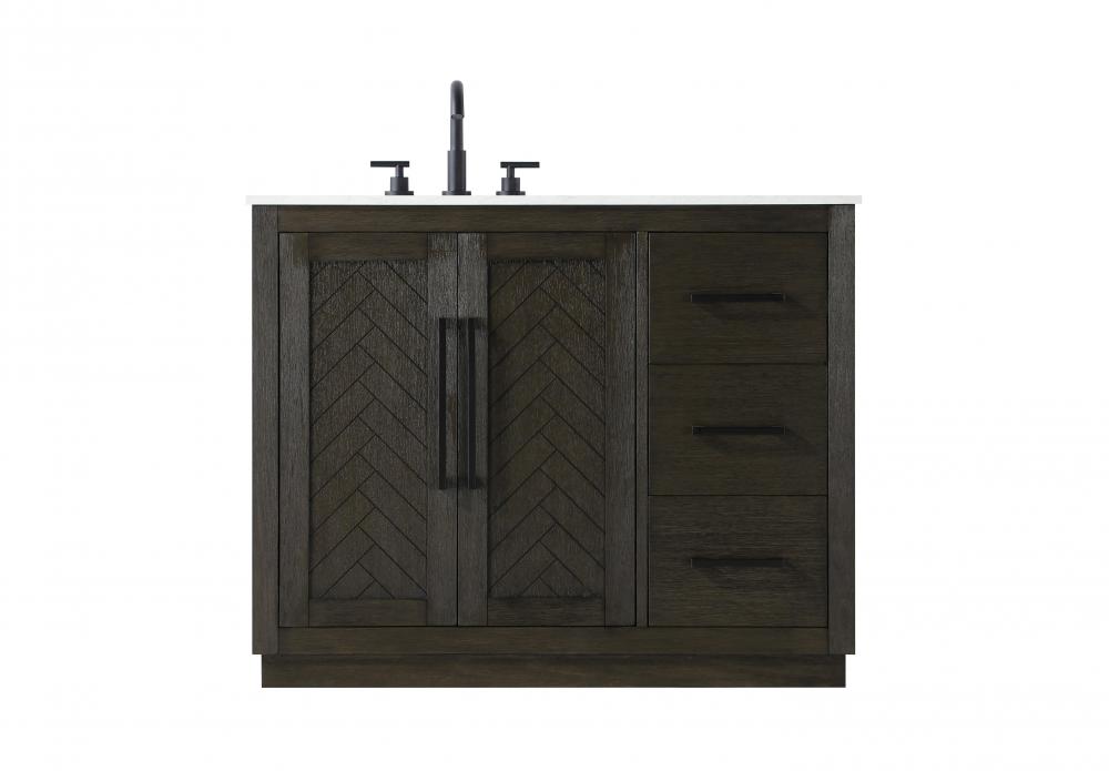 Vanity Cabinet 2Dr 3Dw W42"xD21.5"xH34" Chocolate Oak