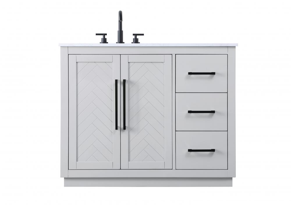 Vanity Cabinet 2Dr 3Dw W42"xD21.5"xH34" Grey