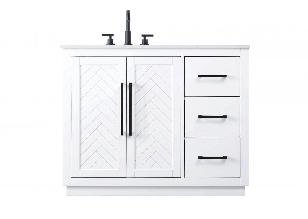 Vanity Cabinet 2Dr 3Dw W42"xD21.5"xH34" White