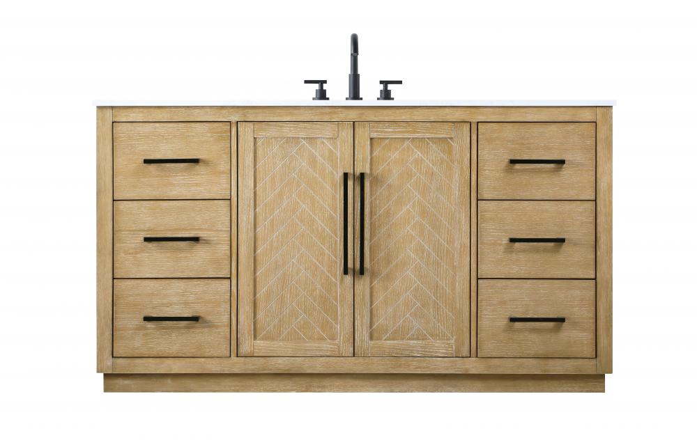 Vanity Cabinet 2Dr 6Dw W60"xD21.5"xH34" Linen Oak