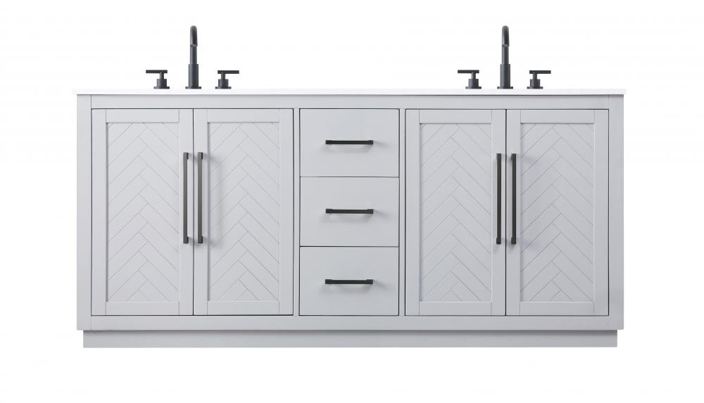 Vanity Cabinet 4Dr 3Dw W72"xD21.5"xH34" Grey