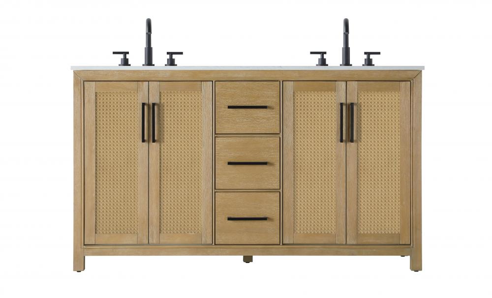 Vanity Cabinet 4Dr 3Dw 60x21.5x35 Linen Oak