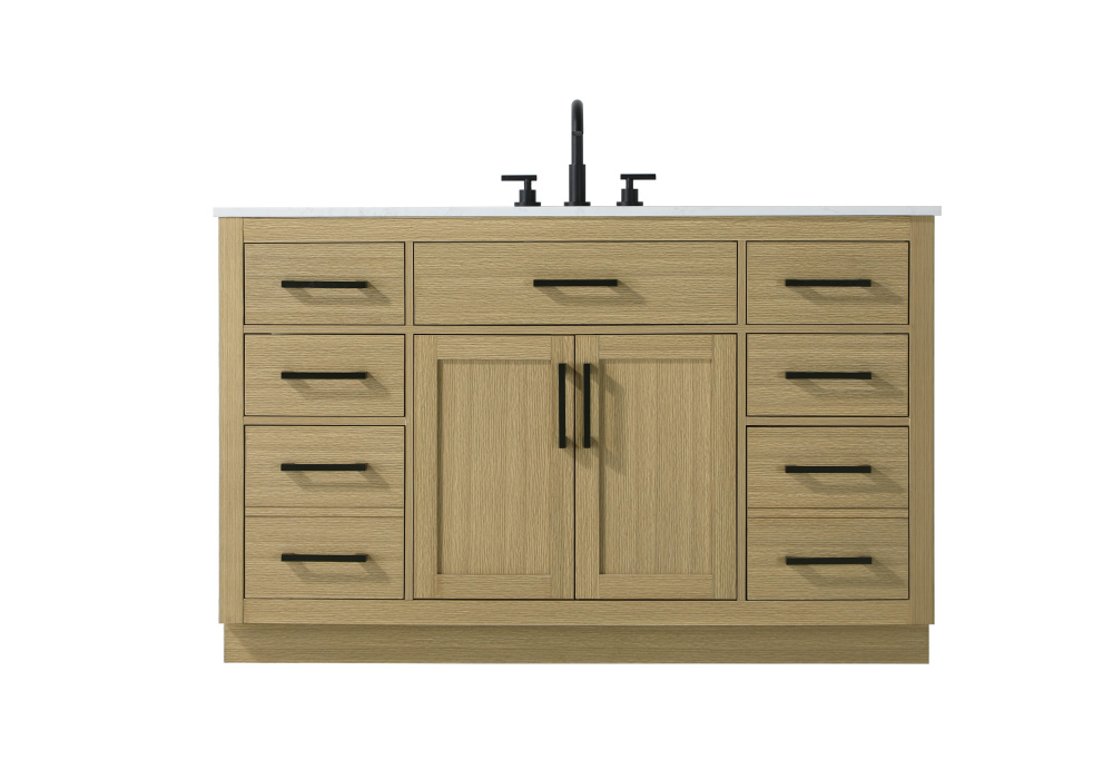 Vanity Cabinet 2Dr7Dw 54"W x 22"D x 35''H Honey Brown