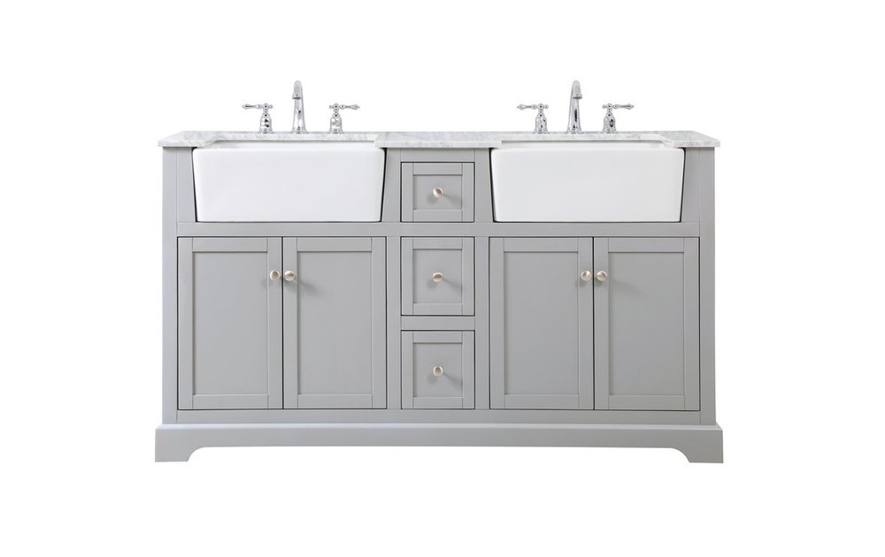 60 inch double bathroom vanity in grey