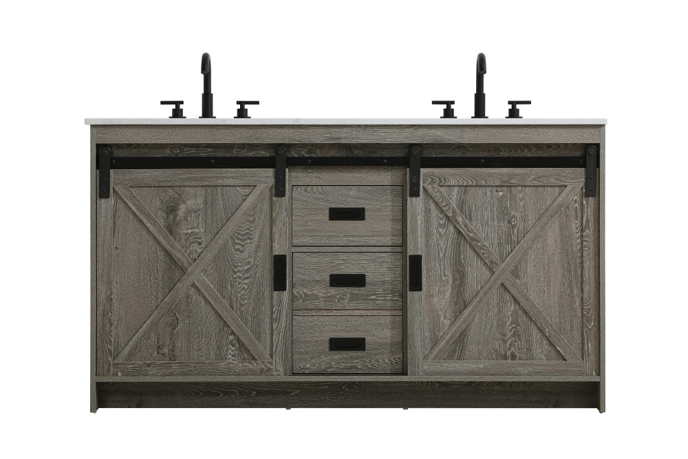 Vanity Cabinet 2Dr 2Dw 60''x34''x22'' Rustic Grey