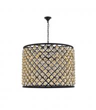 Elegant 1206D35MB-GT/RC - Madison 12 light Matte Black Chandelier Golden Teak (Smoky) Royal Cut Crystal
