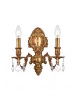 Elegant 9602W10FG/RC - Monarch 2 light French Gold Wall Sconce Clear Royal Cut Crystal