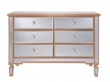 Elegant MF6-1117G - 6 Drawer Dresser 48 in. x 18 in. x 32 in. in Gold paint