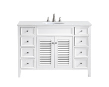 Elegant VF-1041-VW - 48 inch Single Bathroom vanity in White with ivory white engineered marble