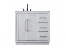 Elegant VF29036GR - Vanity Cabinet 2Dr 3Dw W36"xD21.5"xH34" Grey
