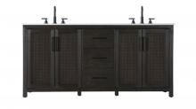 Elegant VF29572DCO - Vanity Cabinet 4Dr 3Dw 72x21.5x35 Chocolate Oak