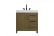Elegant VF60632MCB - Vanity Cabinet 1DR 3DW 32"W x 22"D x 34"H Chestnut Brown