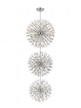 Elegant 2500G44L3C - Vera 44 inch three tiers crystal starburst chandelier in chrome