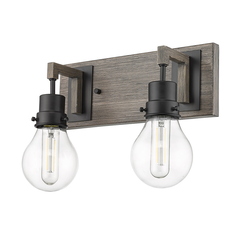 Vivio Roxton 2-Light Vanity - MB with Wood Style Accents