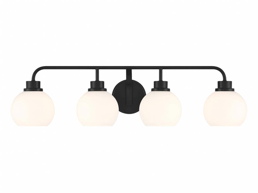 4-Light Bathroom Vanity Light in Matte Black