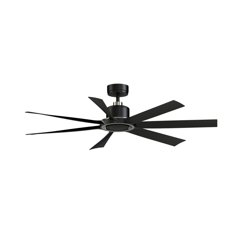 Lenzi 60 inch Indoor/Outdoor Ceiling Fan with LED Light Kit - Black with Brushed Nickel blades