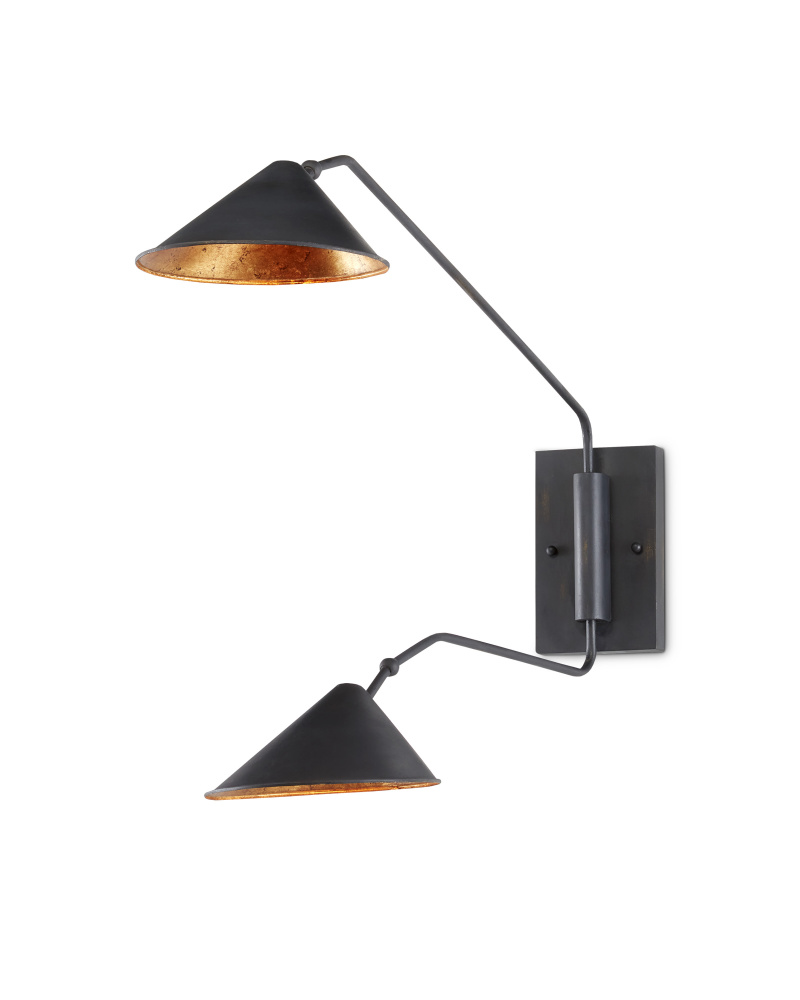 Serpa Black Double Swing-Arm Wall Sconce