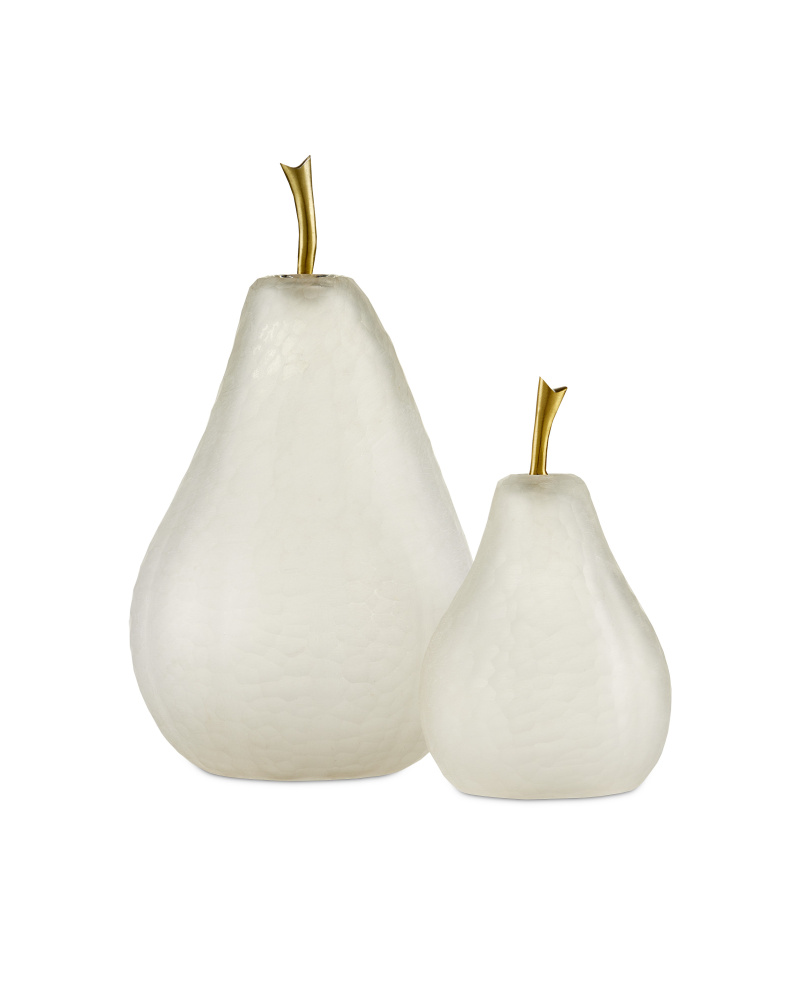 Glass White Pear Set of 2