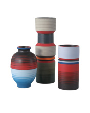 Currey 1200-0929 - Happy 80's Black, Blue, Red & Orange Vase Set of 3