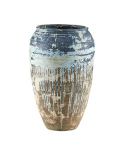 Currey 2200-0007 - Catania Large Antique Blue Drip Planter